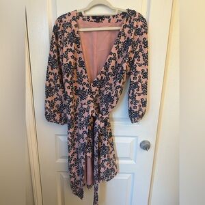 JCrew Floral Wrap Dress in Pink and Black